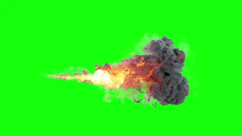 Flame thrower on green background. side view flame thrower Stock Footage 344045202