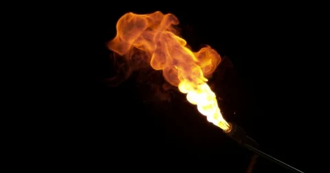 Flame Thrower Over Black Background Stock Footage 77782245