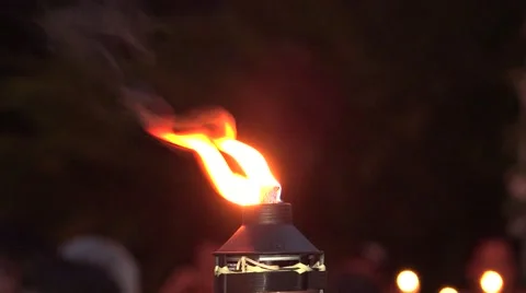 Flame Of Tiki Torch Close Up. Stock Footage 57327658