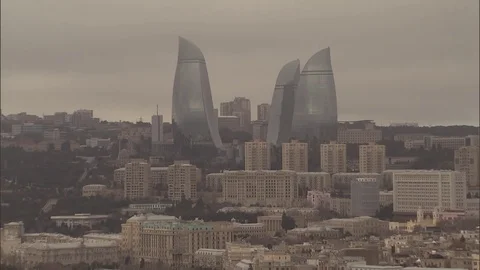 Flame towers in Azerbaijan Stock Footage 70324150