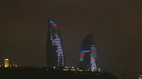 FLAME TOWERS NIGHT 스톡 동영상 145200191