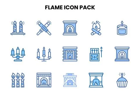 Flame Two Colour Graphics Icons Pack Stock Illustration