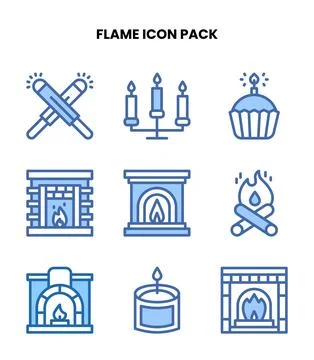 Flame Two Colour Graphics Icons Pack Stock Illustration