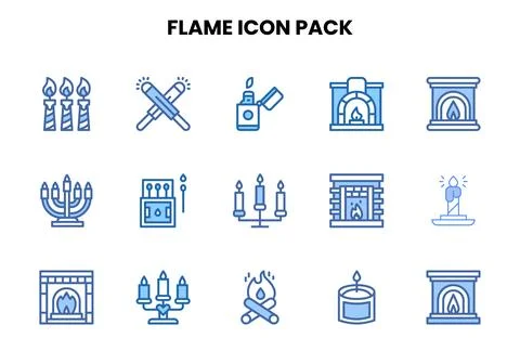 Flame Two Colour Scalable Icons Pack Stock Illustration