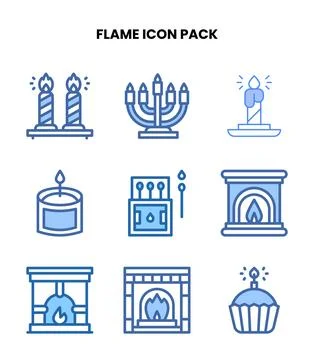 Flame Two Colour Scalable Icons Pack Illustrazione stock