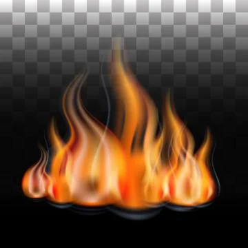 Flame. Vector illustration in a realistic style on a transparent background. 스톡 일러스트