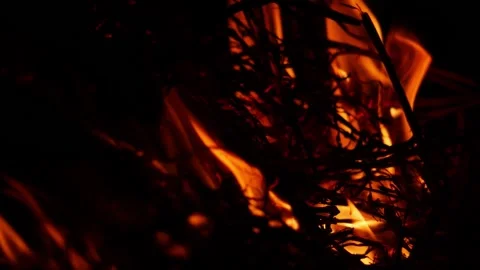 Flame view with black background, Shot of yellow flames Stock Footage 150715327