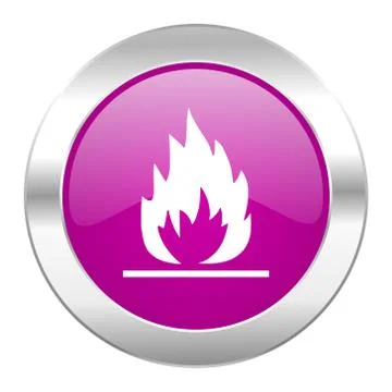 Flame violet circle chrome web icon isolated. Stock Illustration
