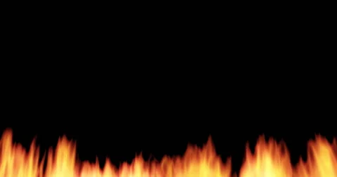 Flame wall at the bottom on a black background. Loop Stock Footage 65730558
