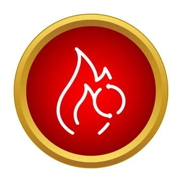 Flame warning button showing heat and energy Stock Illustration