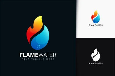 Flame water logo design with gradient Stock Illustration