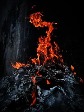 Flame when burning garbage Stock Photos