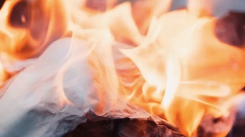 Flame when burning the paper in the bonfire Stock Footage 122219037