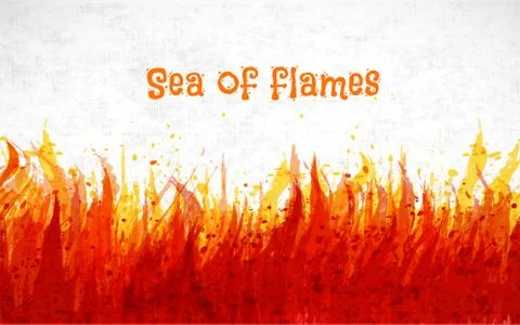 Flame on white background. Place for your text. Vector illustration of fire Illustrazione stock