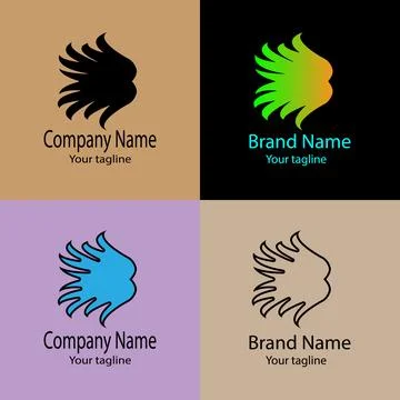 Flame Wing logo design Stock Illustration