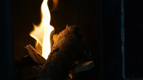 Flame in wood fire Stock Footage 129323060