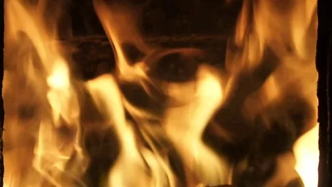 Flame in wood fired oven Stock Footage 75164044