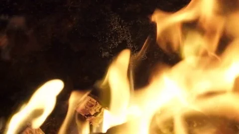 Flame in wood fired oven. Macro. Stock Footage 75164209