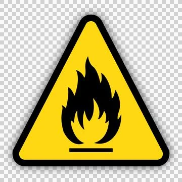 Flame in yellow triangle as fire warning sign Stockillustratie