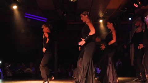Flamenco Dance Performance in Barcelona Restaurant Stock Footage 311439590