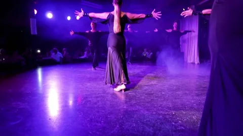 Flamenco Dance Performance in Barcelona Restaurant Stock Footage 311440247