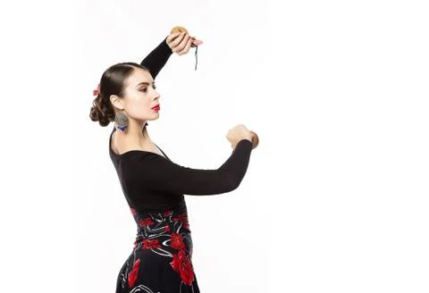 Flamenco dancer on a light background. free space for your text Stock Photos