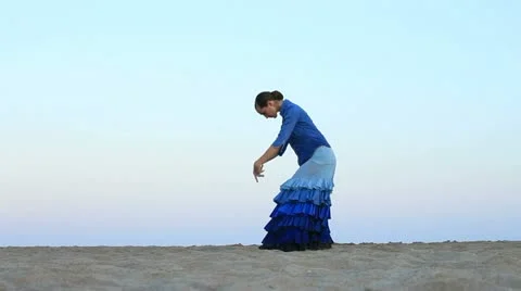 Flamenco Dancer performing on beach. Spain Stock-Footage 12271712