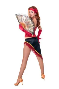 Flamenco dancer posing against isolated white background Stock Photos