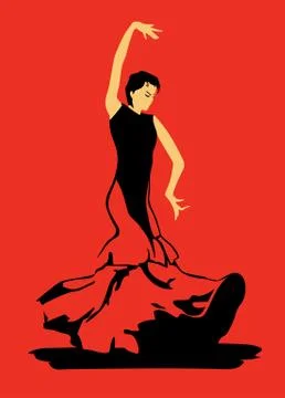 Flamenco dancer on red background 스톡 일러스트