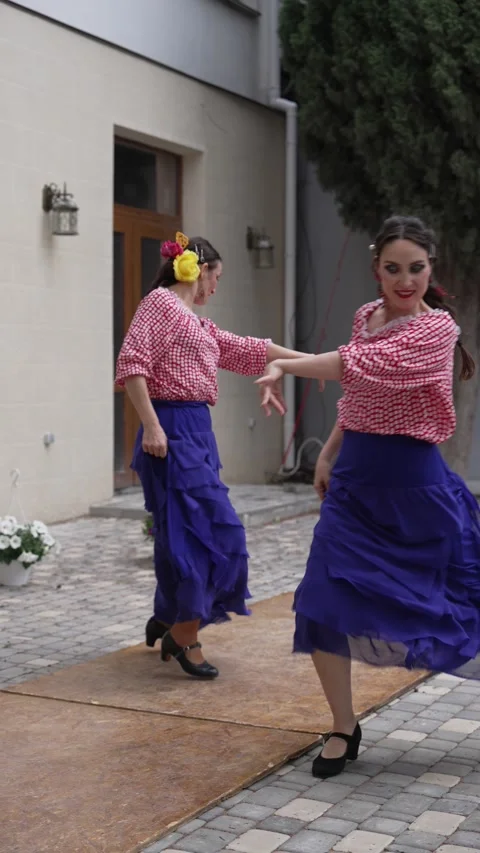Flamenco dancer street. Elegant posture of flamenco dancer Stock Footage 312452089