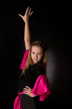 Flamenco little dancer posing Stock Photos
