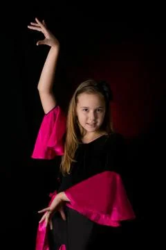 Flamenco little dancer posing Stock Photos