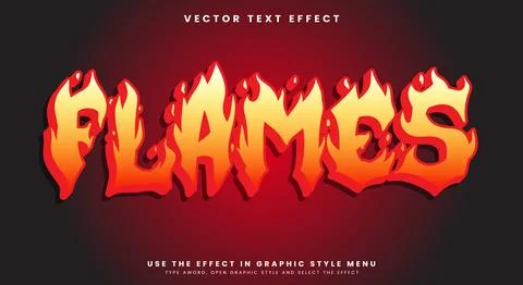Flames 3D editable text effect template 库存插图
