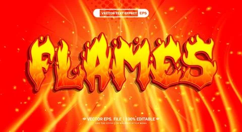 Flames 3D editable text effect template 스톡 일러스트