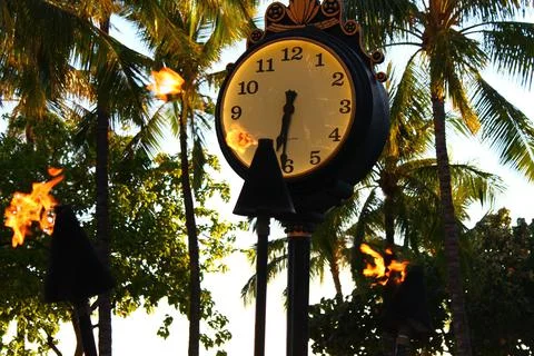 The flames and the clock Stock Photos