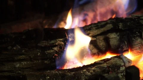 Flames and coals burning: half speed Video stock 112067316