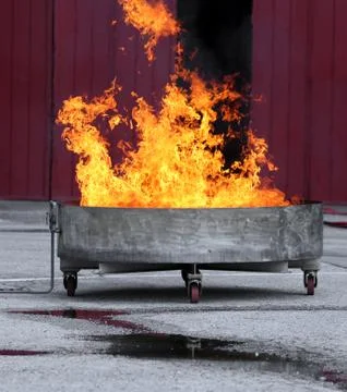 Flames and fire during the fire drill 写真素材