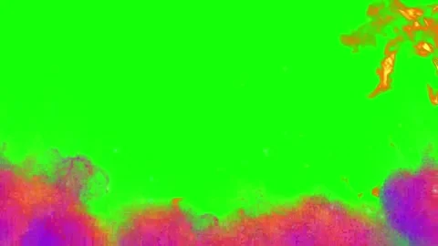 Flames and glowing sparks explode upward against green screen background with Stock Footage 340613264