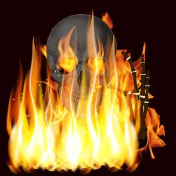 Flames and skull イラスト素材