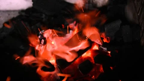 Flames and smoke from burning coal. Stock Footage 132012016