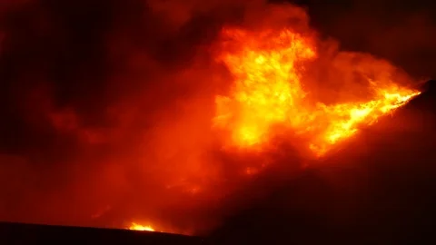 Flames attacking building Stock Footage 116011813