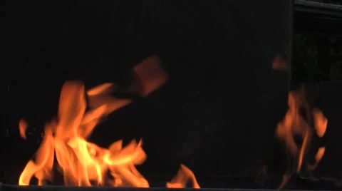 Flames from a barbecue Stock Footage 5165488