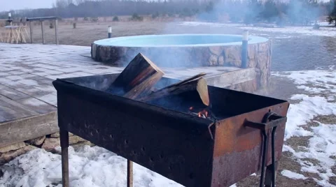 Flames on the Barbecue grill Stock Footage 63161162