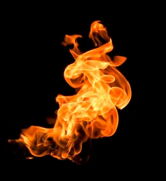 Flames on a black background. Stock Photos