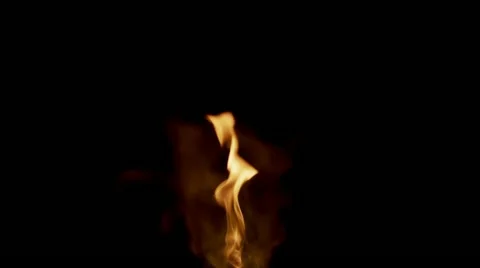 Flames on Black Background, Slow Motion. Stock Footage