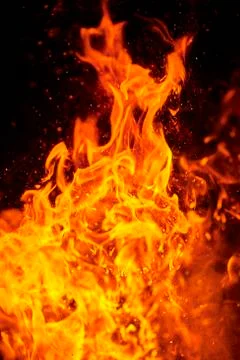 Flames in a blazing fire Stock Photos