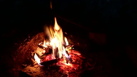 Flames of a bonfire at night Stock Footage 150084179
