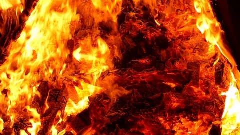 Flames of a bonfire.Slow Motion. Stock Footage 93039438