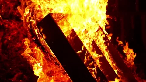 Flames of a bonfire.Slow Motion. Video stock 105598271
