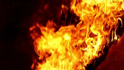 Flames of a bonfire.Slow Motion. Video stock 105598364